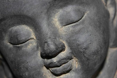 IMAGE: When I am lonely, / Strangers don't know; // When I am lonely, / My friends laugh; // When I am lonely, / My mother is kind; // When I am lonely, / Buddha is lonely. //