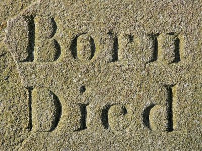 IMAGE: The first breath is the beginning of death. / As soon as man is born he begins to die. / No birth without death.